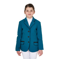 Wedstrijdjasje Equestro meisje van technische stof Blauw koraal Wedstrijdjasje Equestro meisje van technische stof Blauw koraal