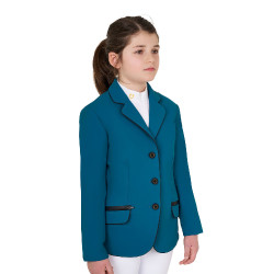 Wedstrijdjasje Equestro meisje van technische stof Blauw koraal Wedstrijdjasje Equestro meisje van technische stof Blauw koraal