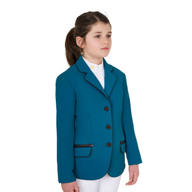 Wedstrijdjasje Equestro meisje van technische stof Blauw koraal Wedstrijdjasje Equestro meisje van technische stof Blauw koraal