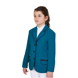 Wedstrijdjasje Equestro meisje van technische stof Blauw koraal Wedstrijdjasje Equestro meisje van technische stof Blauw koraal
