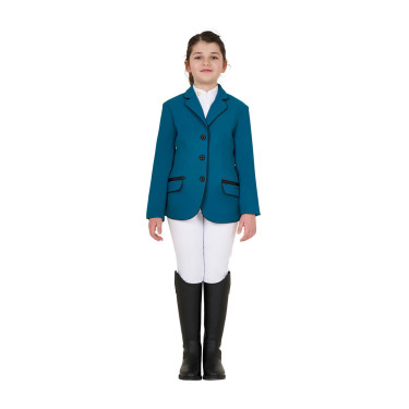 Wedstrijdjasje Equestro meisje van technische stof Blauw koraal Wedstrijdjasje Equestro meisje van technische stof Blauw koraal