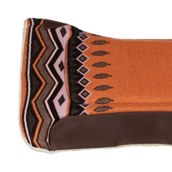 Western zadeldek met leren inzetstukken en synthetische wolvulling Pool's Oranje / bruin