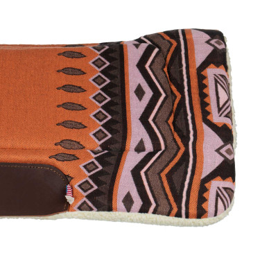 Western zadeldek met leren inzetstukken en synthetische wolvulling Pool's Oranje / bruin
