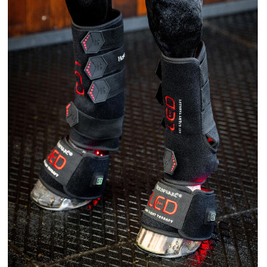 Mini therapeutische beenbeschermer van Horseware met rood LED-licht Zwart / zwart