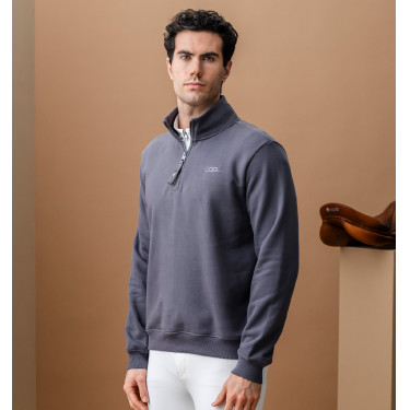 Heren sweater 1/4-rits Horseware AA Gabriel Antraciet Grijs