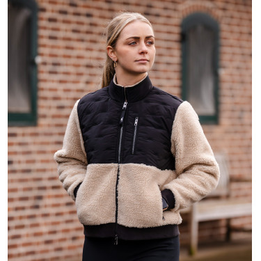 Horseware AA Lorenza damesfleece met rits Zand / zwart Geel