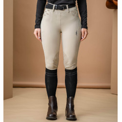 Broek Hybrid Horseware geborstelde kniegreep AA Fina dames Beige