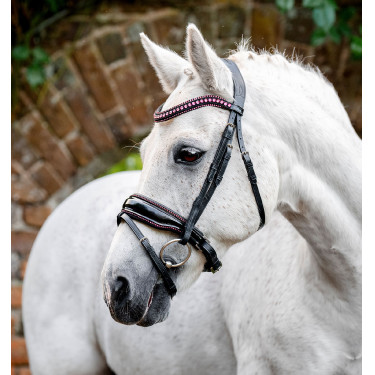 Ponyhoofdstel Horseware Diamante Flash Zwart / roze