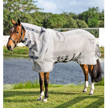 Vliegendeken Horseware Rambo Protector Integrated Zilver / marine Vliegendeken Horseware Rambo Protector Integrated Zilver / marine