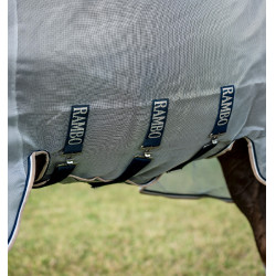 Vliegendeken Horseware Rambo Protector Integrated Zilver / marine Vliegendeken Horseware Rambo Protector Integrated Zilver / marine