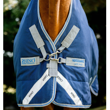 Horseware Rhino Wug Turnout 0g deken Zwart / titaniumgrijs / klassiek blauw