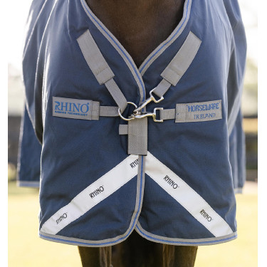 Horseware Rhino Turnout 0g deken Zwart / titaniumgrijs / klassiek blauw