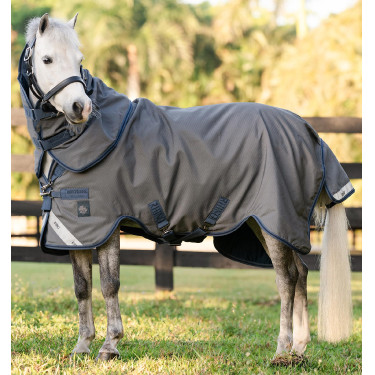 Horseware Rhino Hexstop Plus Pony Turnoutdeken 100g Grijs / indigo / marineblauw