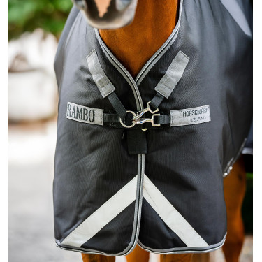 Horseware Rambo 1680D Turnout Plus 100g deken Zwart / storm / zilvergrijs