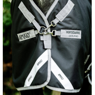 Horseware Amigo 1200D XL Turnout 50g deken Zwart / titaniumgrijs / zilver