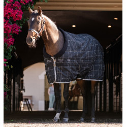 Horseware Rhino Pony Staldeken 250g VL Zwart / wit-grijze ruiten