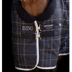 Horseware Rhino Pony Staldeken 250g VL Zwart / wit-grijze ruiten