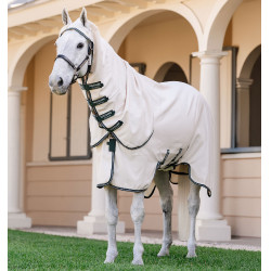 Volledige deken Horseware Rambo Hoody XL 0g Krijt / jachtgroen / zilver Wit