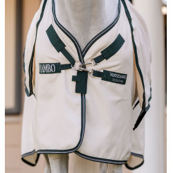 Volledige deken Horseware Rambo Hoody XL 0g Krijt / jachtgroen / zilver Wit