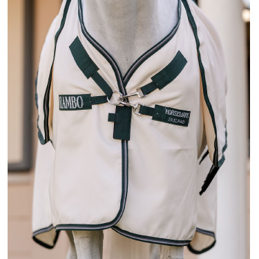 Volledige deken Horseware Rambo Hoody XL 0g Krijt / jachtgroen / zilver Wit