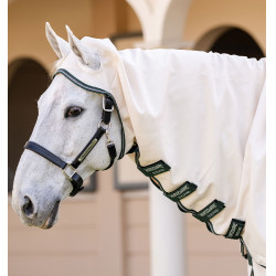 Volledige deken Horseware Rambo Hoody XL 0g Krijt / jachtgroen / zilver Wit