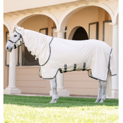 Volledige deken Horseware Rambo Hoody XL 0g Krijt / jachtgroen / zilver Wit