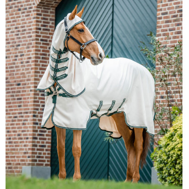 Horseware Rambo hoody pony deken 0g Krijt / jachtgroen / zilver Wit