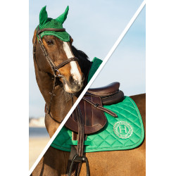 Zadeldoek Sunny en muts Funny Harcour pack Groen / lichtgoud Zadeldoek Sunny en muts Funny Harcour pack Groen / lichtgoud