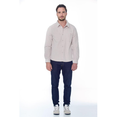 Fluwelen overhemd Harcour Shavi heren Ivoor Beige