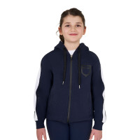 Meisjessweater van katoen met capuchon en ritssluiting aan de voorkant Marineblazer Marineblauw