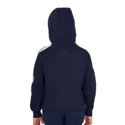 Meisjessweater van katoen met capuchon en ritssluiting aan de voorkant Marineblazer Marineblauw