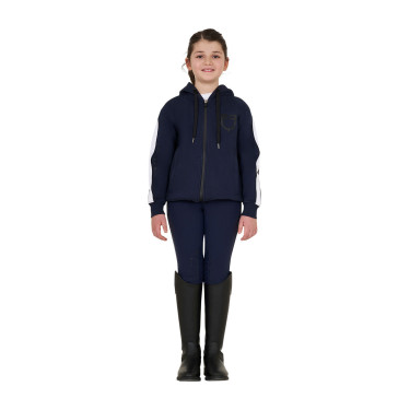 Meisjessweater van katoen met capuchon en ritssluiting aan de voorkant Marineblazer Marineblauw