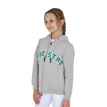 Kinderhoodie met rits en badstof-effect opschrift