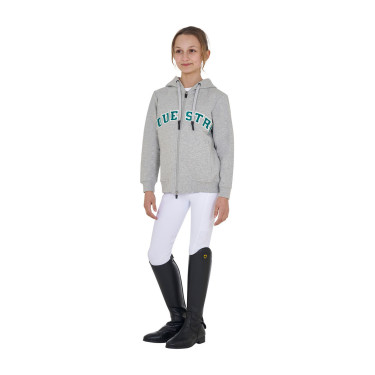 Kinderhoodie met rits en badstof-effect opschrift