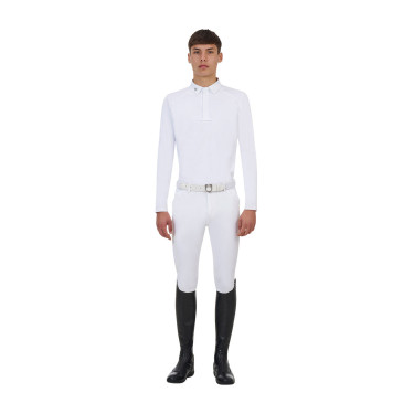 Wedstrijdpolo heren Equestro Ridertechnology lange mouw knopen