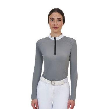 Wedstrijdpolo dames Equestro Ridertechnology lange mouw en rits