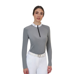 Wedstrijdpolo dames Equestro Ridertechnology lange mouw en rits