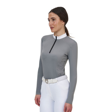 Wedstrijdpolo dames Equestro Ridertechnology lange mouw en rits