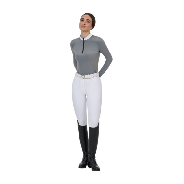 Wedstrijdpolo dames Equestro Ridertechnology lange mouw en rits