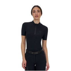 Polo da donna da allenamento Equestro Ridertechnology met korte mouw en rits