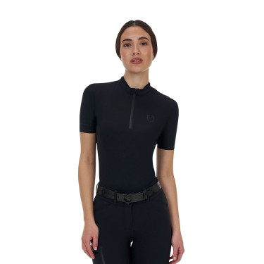 Polo da donna da allenamento Equestro Ridertechnology met korte mouw en rits