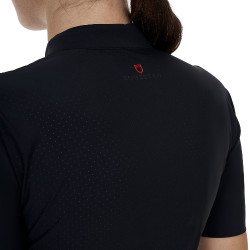 Polo da donna da allenamento Equestro Ridertechnology met korte mouw en rits