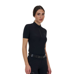 Polo da donna da allenamento Equestro Ridertechnology met korte mouw en rits