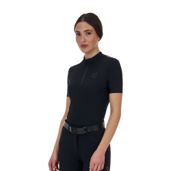 Polo da donna da allenamento Equestro Ridertechnology met korte mouw en rits