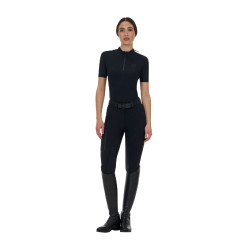 Polo da donna da allenamento Equestro Ridertechnology met korte mouw en rits