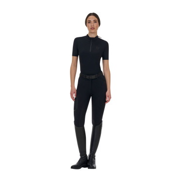 Polo da donna da allenamento Equestro Ridertechnology met korte mouw en rits