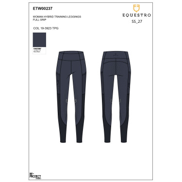 Dames full grip rijleggings met geperforeerde inzetstukken Marineblazer Marineblauw