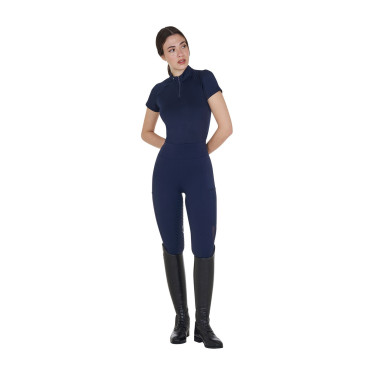 Dames full grip rijleggings met geperforeerde inzetstukken Marineblazer Marineblauw