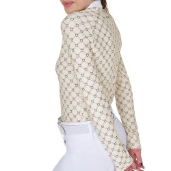 Dames wedstrijdpolo met lange mouwen met monogramprint