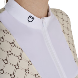 Dames wedstrijdpolo met lange mouwen met monogramprint